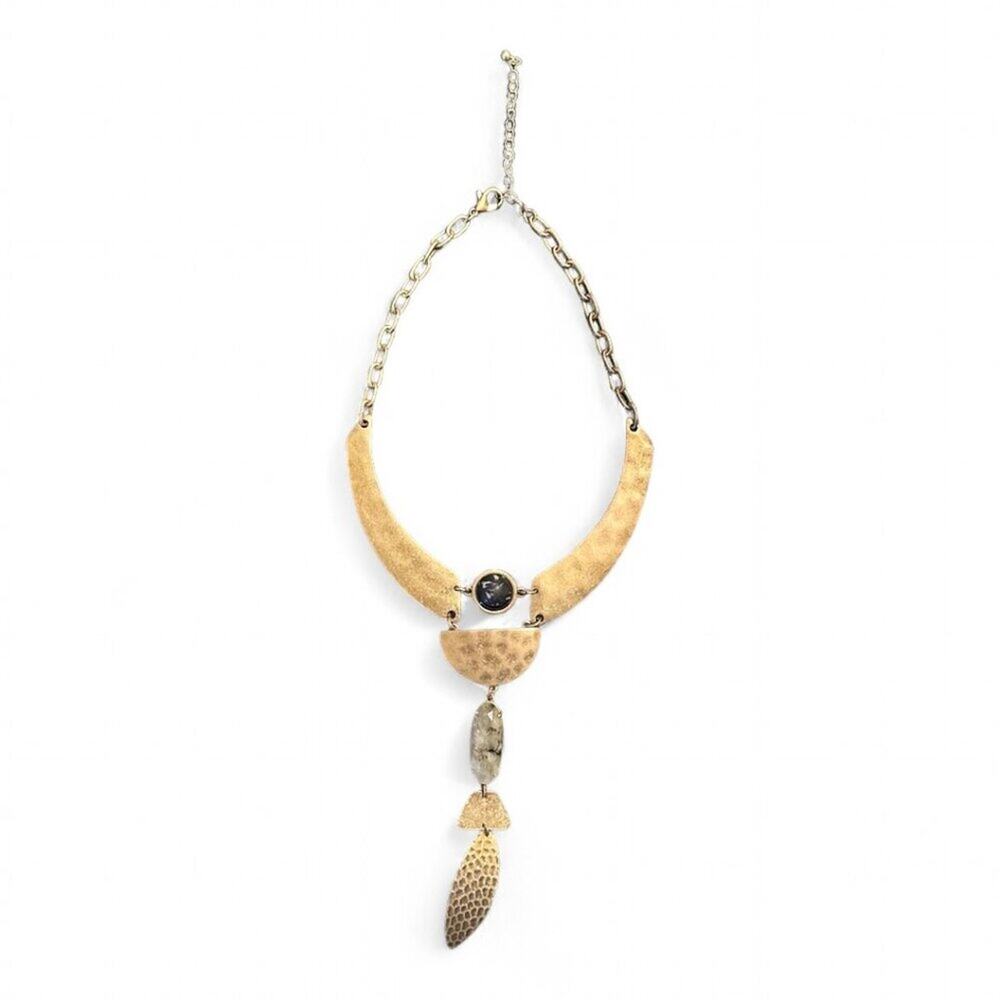 Danielle Nicole Gold/Blue Y Shaped Necklace w/ Gemstones